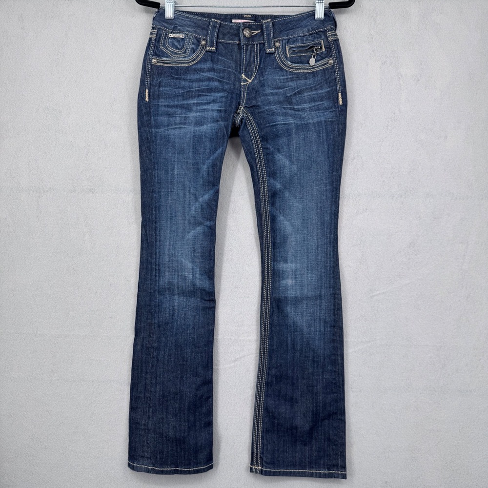 ReRock for Express Barelyboot Jeans Womens Zero S Dark Wash Bootcut Y2K McBling